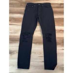 Levis 512 Slim Taper Jens Mens 34x34 Black Distressed Ripped Denim